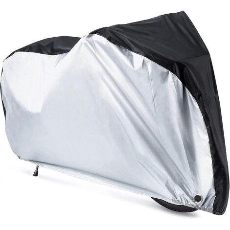 Housse de vélo XL imperméable, résistante à la pluie, au soleil, aux UV et à la poussière, pour VTT, vélo électrique, vélo de route et vélo hybride, noir et argent.-AquaForge