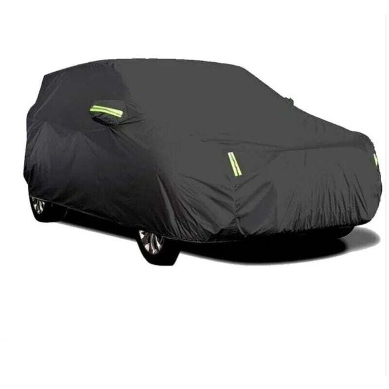 Housse de voiture extérieure, respirante, anti-UV, résistante à la poussière et à la neige, avec boucle fixe, bande réfléchissante (Noir, 4,15 x 1,7