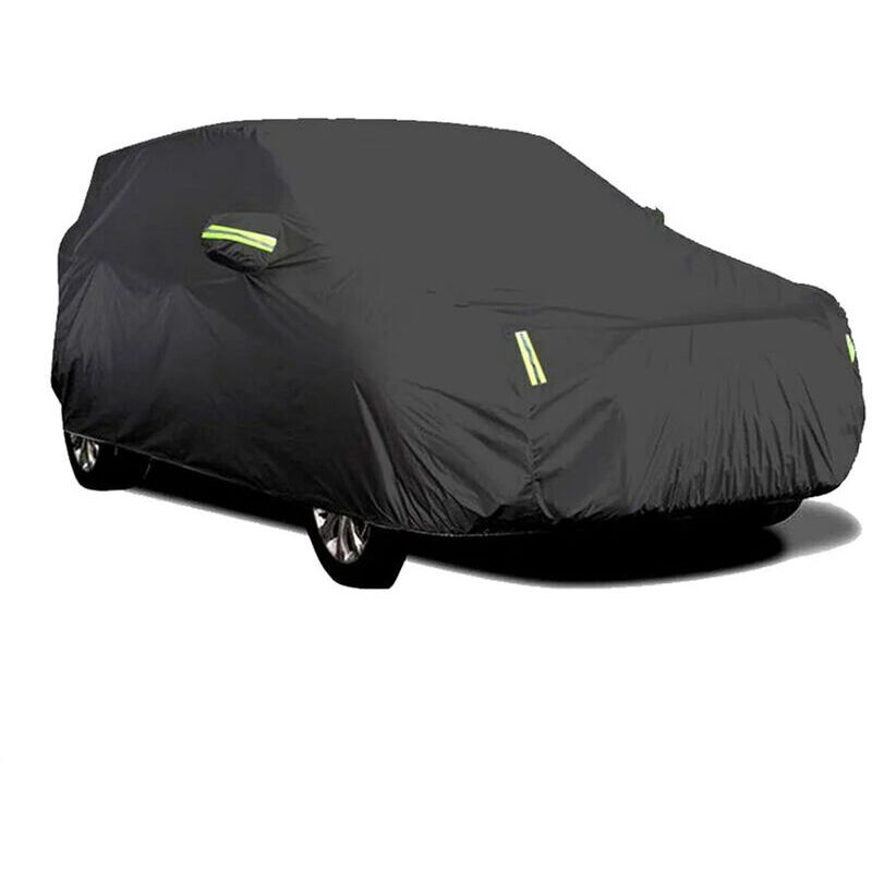 Housse de voiture extérieure, respirante, anti-UV, résistante à la poussière et à la neige, avec boucle fixe, bande réfléchissante (Noir, 4,15 x 1,7