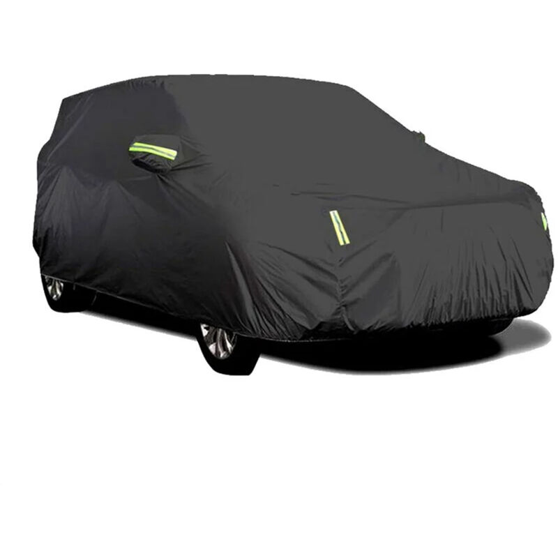 Housse de Voiture Extérieure Respirante Anti-UV - Protection contre Poussière et Neige - Bâche avec Boucles Fixes et Bandes Réfléchissantes - Noir