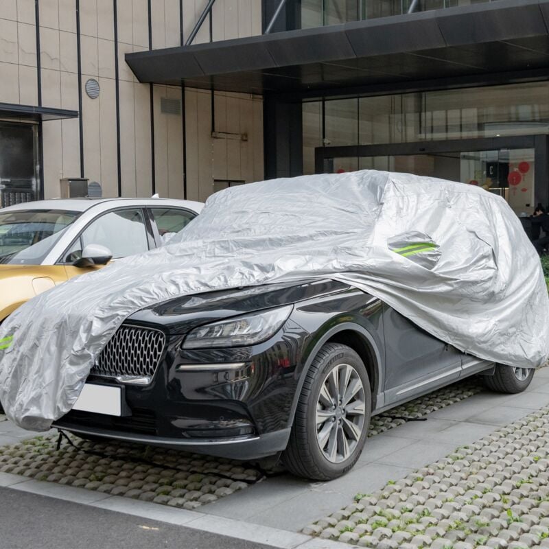 Maisonchic - Housse de Voiture Universelle de 516 cm Résistante aux uv Pluie et Neige avec Porte à Fermeture Éclair Bandes Réfléchissantes et Sac de
