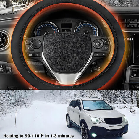 Housse de volant chauffante Rayhong pour voiture, housse de volant universelle antidérapante, housse de protection chauffante pour les mains