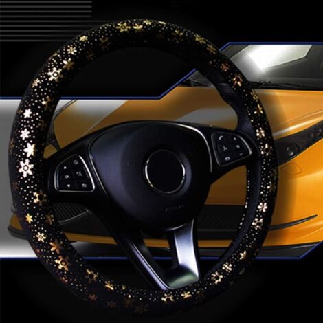 Housse de volant de voiture antidérapante et brillante à motif flocons de neige multicolores
