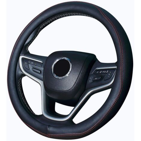 housse De Volant En Cuir Microfibre 38 Cm, Noir Et Rouge 1 Pice Convient La Plupart Des Voitures Volant Non Inclus