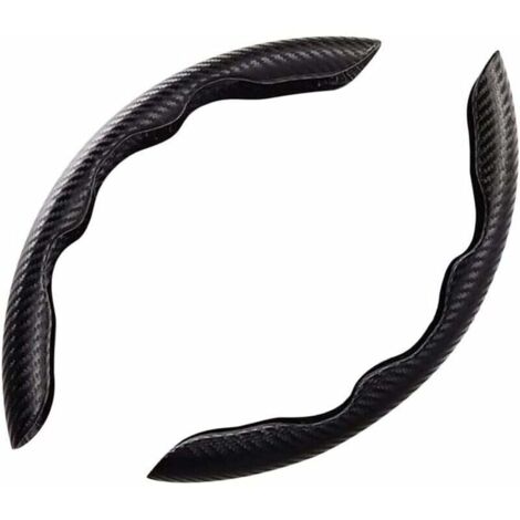 Housse de Volant Univers en pour Voiture, Lot de 2 Couvre-Volant Universels en Fibre de Carbone, Accessoire Intérieur, Ultra Léger, pour la Plupart des Voitures (Noir)