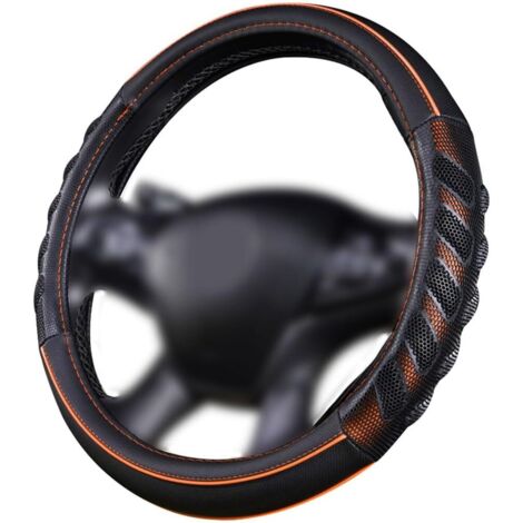 Housse de volant universelle en cuir synthétique respirant, 38 cm (noir/rouge)