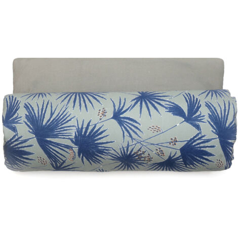 Housse d'édredon en lin lavé imprimé végétation éxotique doublé coton lavé uni PALAWAN 80x200 cm