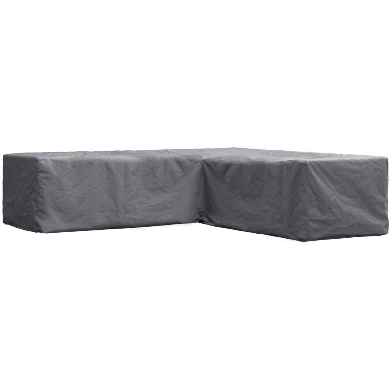 Perel Housse de protection pour salon de jardin, housse hivernage salon, bâche, housse extérieure mobilier de jardin, gris, en forme de L, 215 x 215