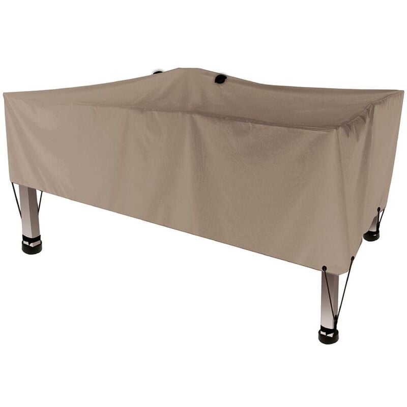 Perel - Housse d'extérieur pour table, gris beige, rectangulaire, 165 cm x 105 cm x 60 cm