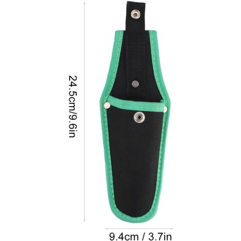 Housse d'outil de jardin imperméable avec fermeture à clip - En tissu solide vert/ noir - Dimensions 24.5cm