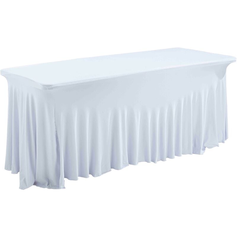 Oviala - Housse élastique blanche pour table pliante 8 personnes 180cm - Blanc