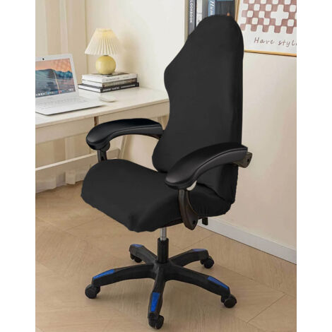 Housse élastique en velours noir pour chaise gaming