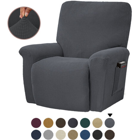 Housse élastique pour canapé inclinable, grise, housse de coussin de canapé en polaire unie, adaptée à toutes les saisons.