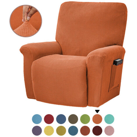 Housse élastique pour canapé inclinable, orange, housse de coussin de canapé en polaire unie, adaptée à toutes les saisons.