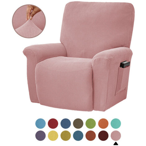 Housse élastique pour canapé inclinable, rose, housse de coussin de canapé en polaire unie, adaptée à toutes les saisons.