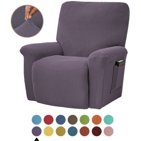 Housse élastique pour canapé inclinable, violette, housse de coussin de canapé en polaire unie, adaptée à toutes les saisons.