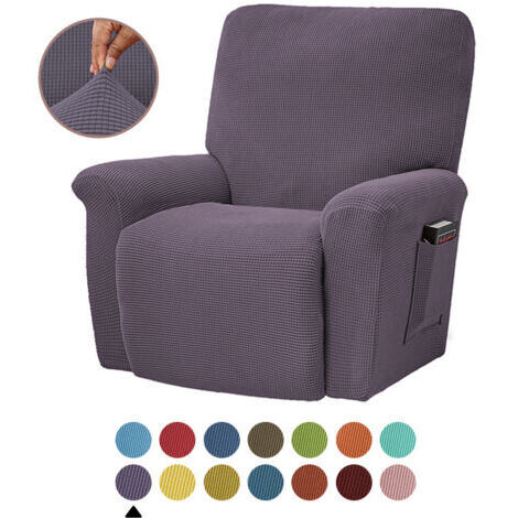Housse élastique pour canapé inclinable, violette, housse de coussin de canapé en polaire unie, adaptée à toutes les saisons.