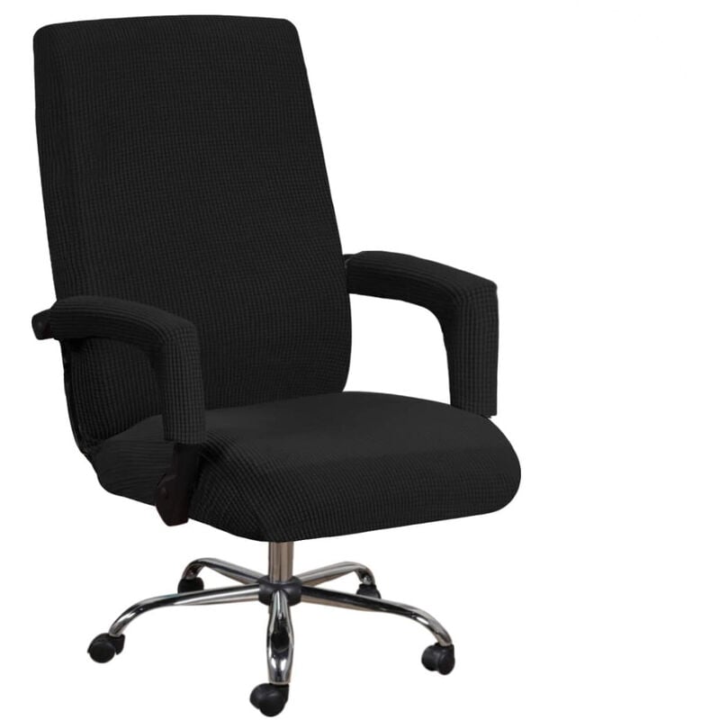 Linghhang - Housse élastique pour chaise d'ordinateur (Noir, L),Housse universelle pour chaise d'ordinateur, décoration, protection de la chaise de