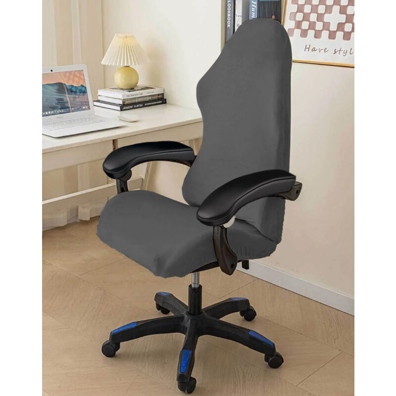 HOUSSE ÉLASTIQUE POUR CHAISE GAMING GAMER VELOURS GRIS FONCÉ chaise gaming