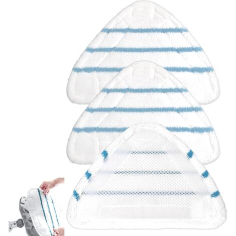 Housse en Microfibre Balai Vapeur, Recharge Balai Vapeur, Serpillere Balai Vapeur, Serpillere Microfibre, Steam Mop, Chiffons Universel Triangle lavable pour Nettoyeur Vapeur Hot Spray, 3 Pièces