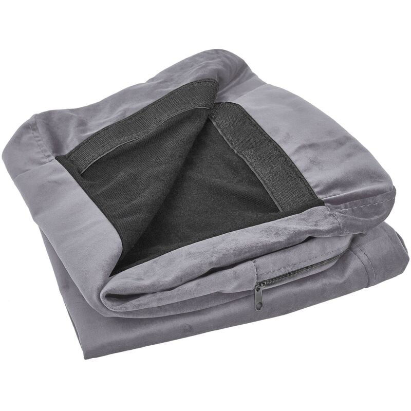 Beliani - Housse Couvre Canapé 2 Places en Velours Gris Amovible et Lavable Entretien Facile
