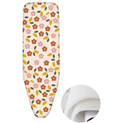 Housse et tapis de table à repasser, housse de rechange pour table à repasser, housse anti-brûlure avec bord élastique (110 x 33 cm) - blanc cassé