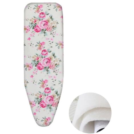 Housse et tapis de table à repasser, housse de rechange pour table à repasser, housse anti-brûlure avec bord élastique (110 x 33 cm) - rose