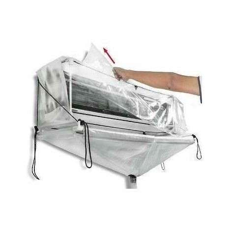 Housse étanche pour climatiseur mural – Dimensions ajustables 130x40x34cm – Tuyau d'évacuation 2,40m – Ensemble lavable et réutilisable – Supco