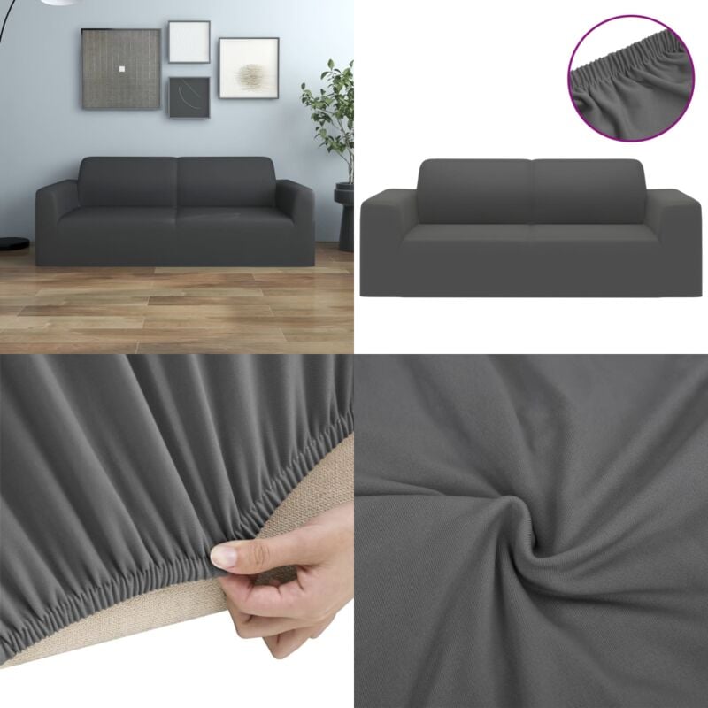 Vidaxl - Housse extensible canapé 2places Anthracite Jersey de polyester - housse de canapé - housses de canapé - Home & Living - Anthracite