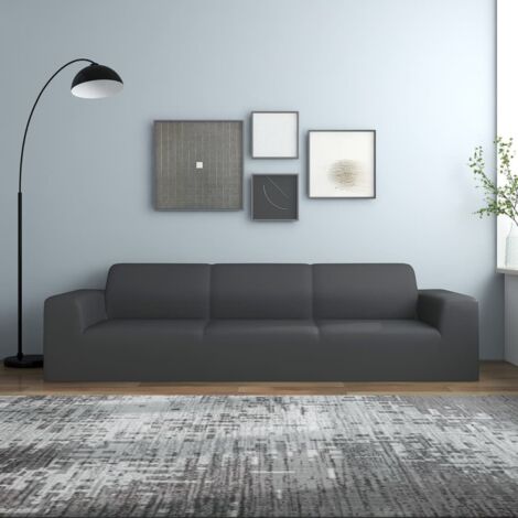 Housse extensible canapé 4places Anthracite Jersey de polyester -ASAF97610 MaiosnChic