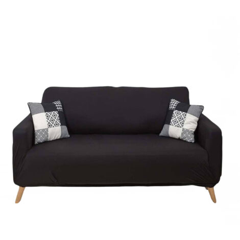 Housse Extensible Coloris Noir pour Canapé 2 Places