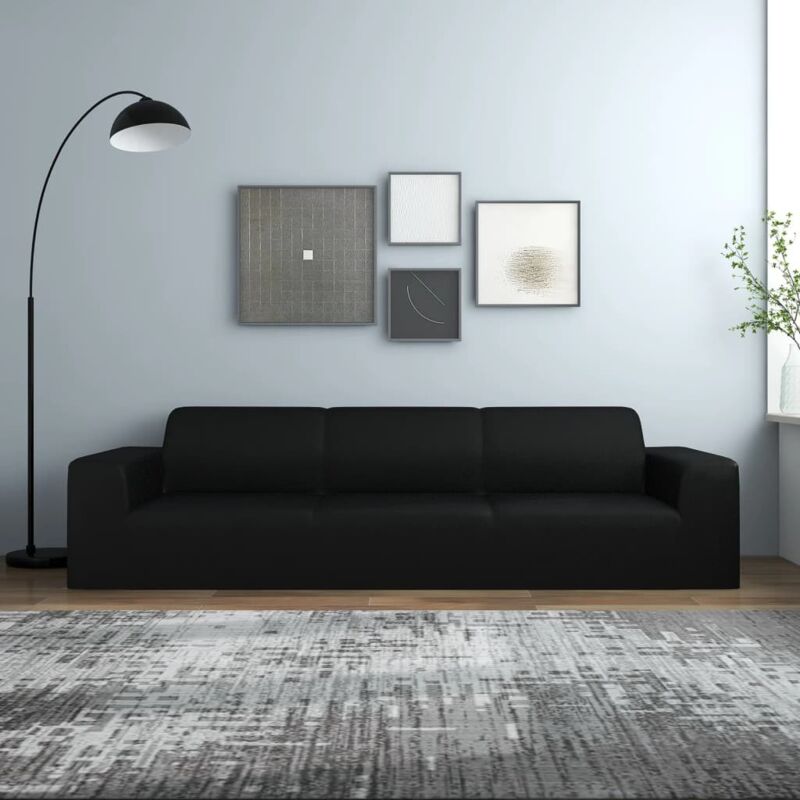Housse extensible de canapé 4 places Noir Jersey de polyester Vidaxl