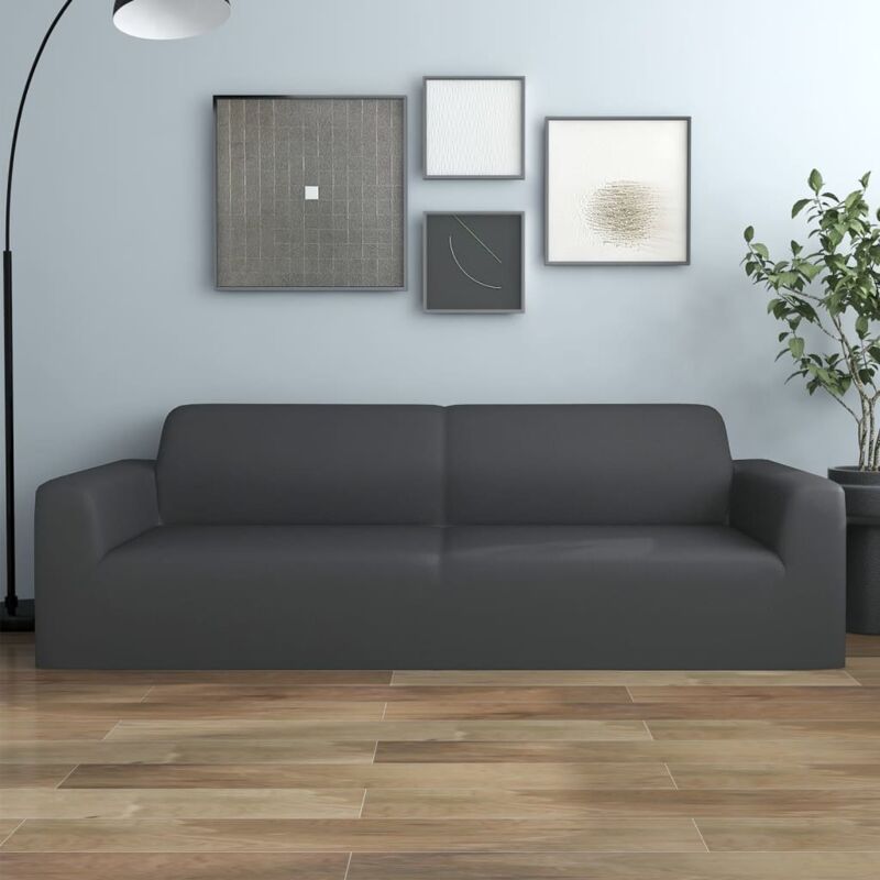 Housse extensible de canapé 2places Anthracite Jersey polyester
