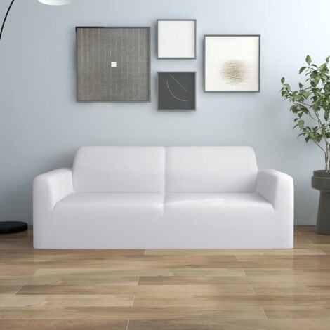 Housse extensible de canapé 2 places Blanc Jersey de polyester