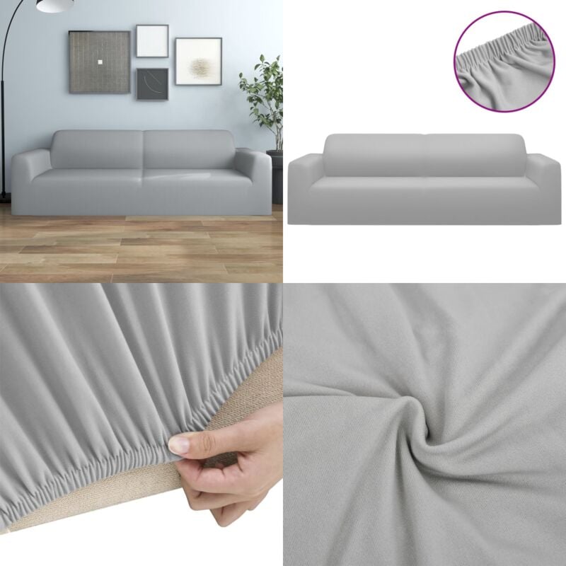 Vidaxl - Housse extensible de canapé 2 places Gris Jersey de polyester - housse de canapé - housses de canapé - Home & Living - Gris