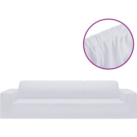 Housse extensible de canapé 4 places Blanc Jersey de polyester CFW861975