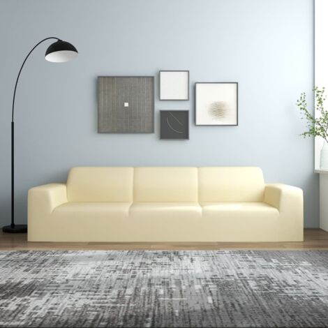 Housse extensible de canapé 4 places Crème Jersey de polyester CFW50698
