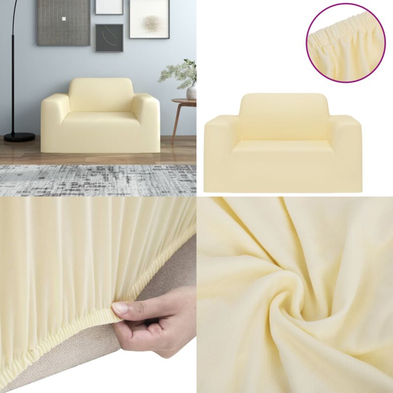 Vidaxl - Housse extensible de canapé Crème Jersey de polyester - housse de canapé - housses de canapé - Home & Living - Crème
