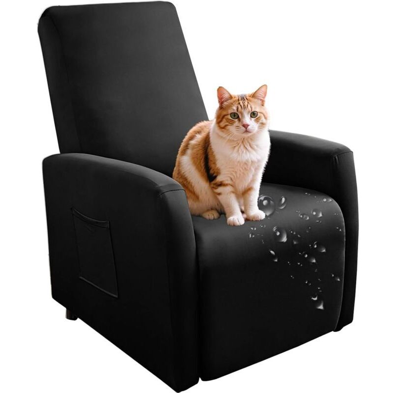 Housse extensible imperméable pour fauteuil inclinable, ensemble de 4 pièces, couleur unie, housse de canapé antidérapante avec poche latérale,