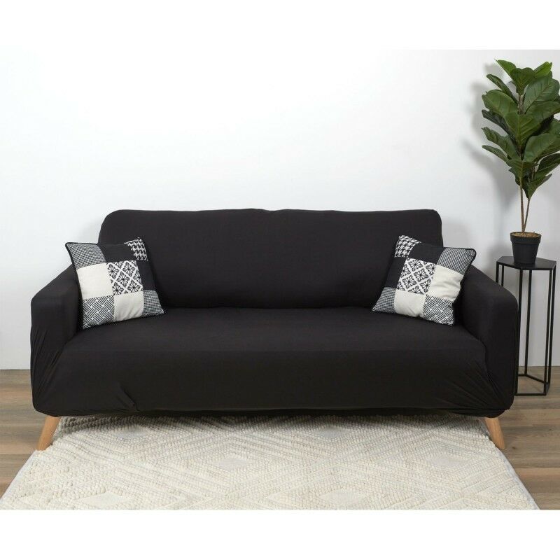 Housse extensible canapé 3 places Noir Home Deco Factory