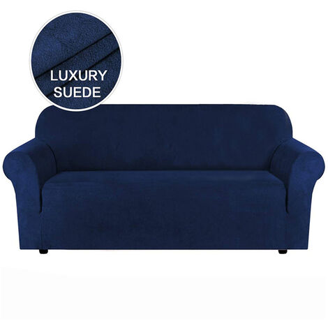 Housse extensible pour canapé et fauteuil, en daim, antidérapante, pour décoration de salon,Navy Blue sofa cover,1seat