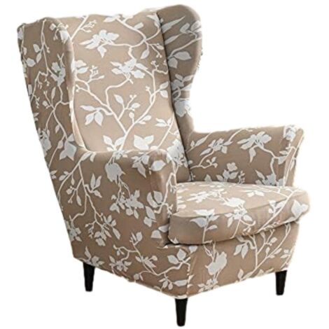 Housse extensible pour fauteuil à oreilles avec accoudoirs – Motif Misha – Protection décorative