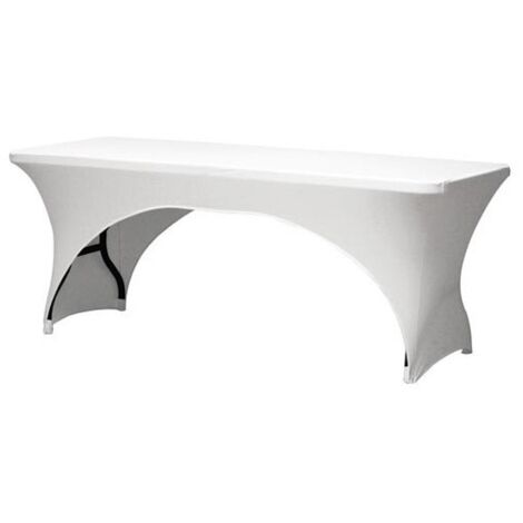 Housse extensible pour table rectangulaire - arqué - blanc