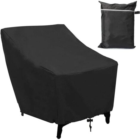 GOTRAYS Housse Fauteuil Jardin Extérieur à Assise Profonde 210D Imperméable Couverture pour Chaise Patio Anti UV Anti-Vent avec Corde Ajustable,80x85x91cm