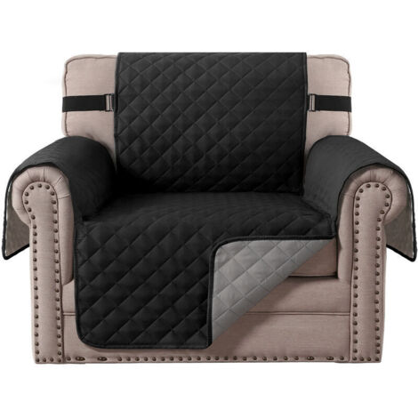Housse Fauteuil Protecteur , Taille 1 Places / Relax. Housse Matelasse Réversible. Couleur noir-170170cm