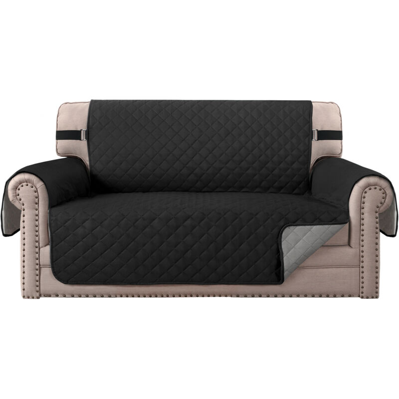 Housse Fauteuil Protecteur , Taille 2 Places / Relax. Housse Matelasse Réversible. Couleur noir