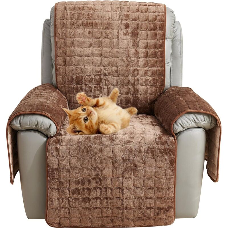 Housse fauteuil relax 1 place, café, 53×190 cm, antidérapante, lavable