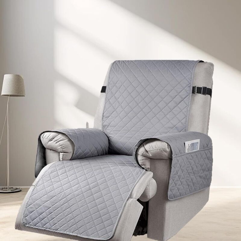 Housse de protection imperméable pour fauteuil inclinable simple, housse de canapé, housse de protection pour fauteuil inclinable de chambre (gris