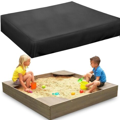 Housse imperméable 125 x 125 x 20 cm en tissu Oxford noir pour bac à sable, piscine ou terrasse