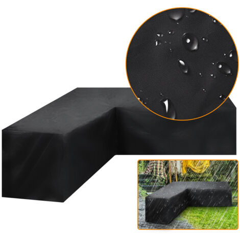 Housse imperméable d'angle en L pour canapé d'angle en rotin de jardin ou de terrasse, idéale pour l'extérieur.